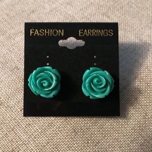 Rose Resin Earrings in Turquoise